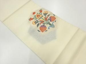 草花模様織出し袋帯